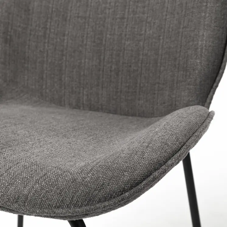 Set of Two Gray and Black Upholstered Fabric Dining Side Chairs