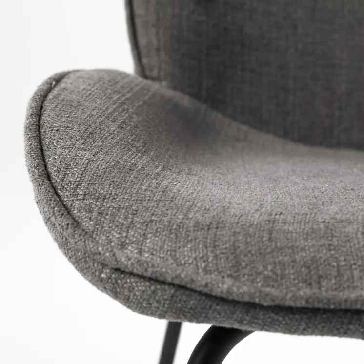Set of Two Gray and Black Upholstered Fabric Dining Side Chairs