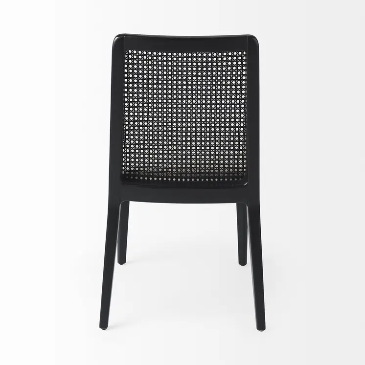 Set of Two Black Upholstered Fabric Cross Back Dining Side Chairs