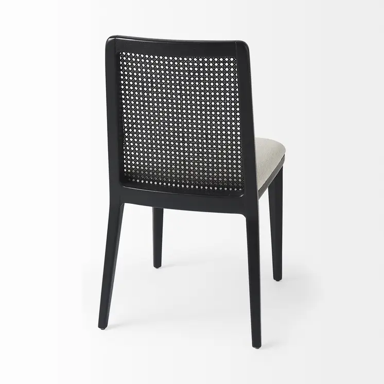 Set of Two Black Upholstered Fabric Cross Back Dining Side Chairs