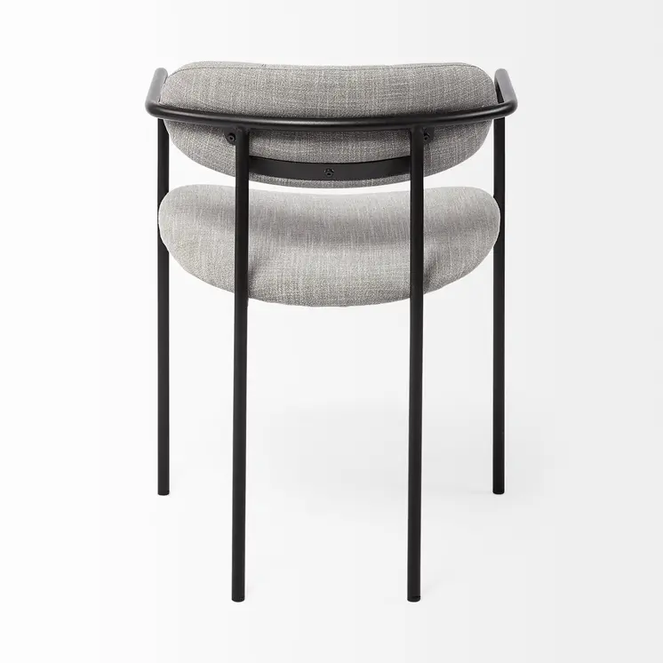 Set of Two Gray and Black Upholstered Fabric Dining Arm Chairs
