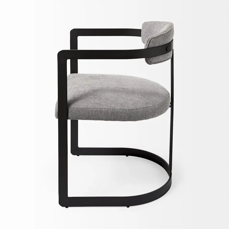 Gray And Black Upholstered Dining Arm Chair