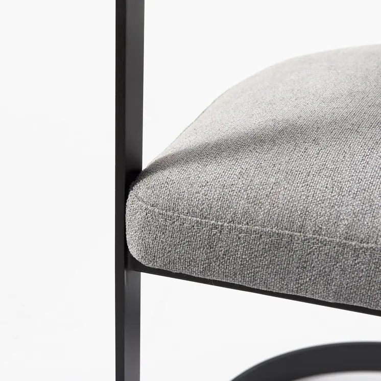 Gray And Black Upholstered Dining Arm Chair