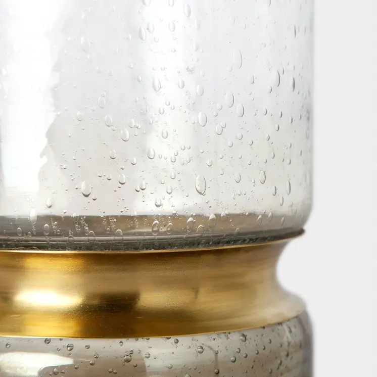 13" Gold Abstract Cylinder Metal Table Vase