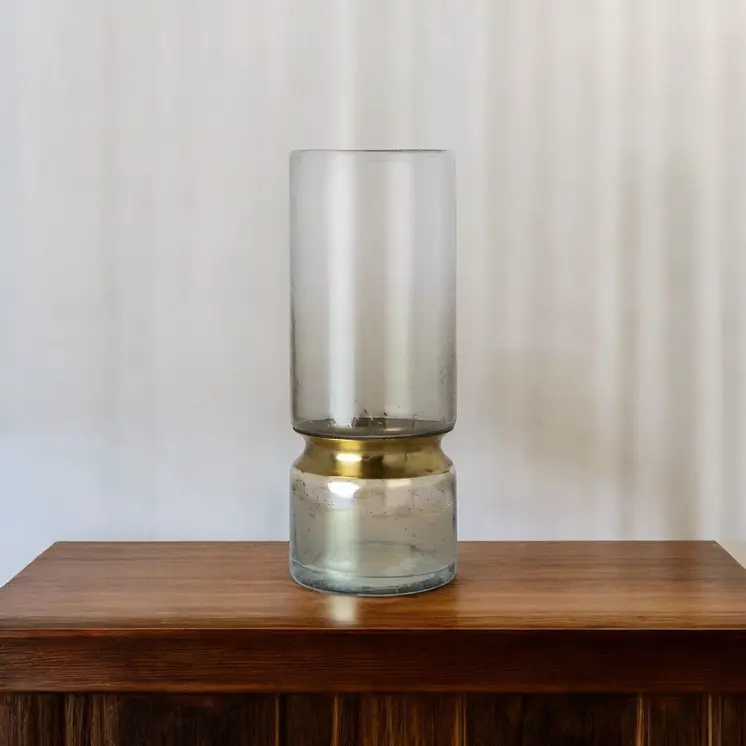 13" Gold Abstract Cylinder Metal Table Vase
