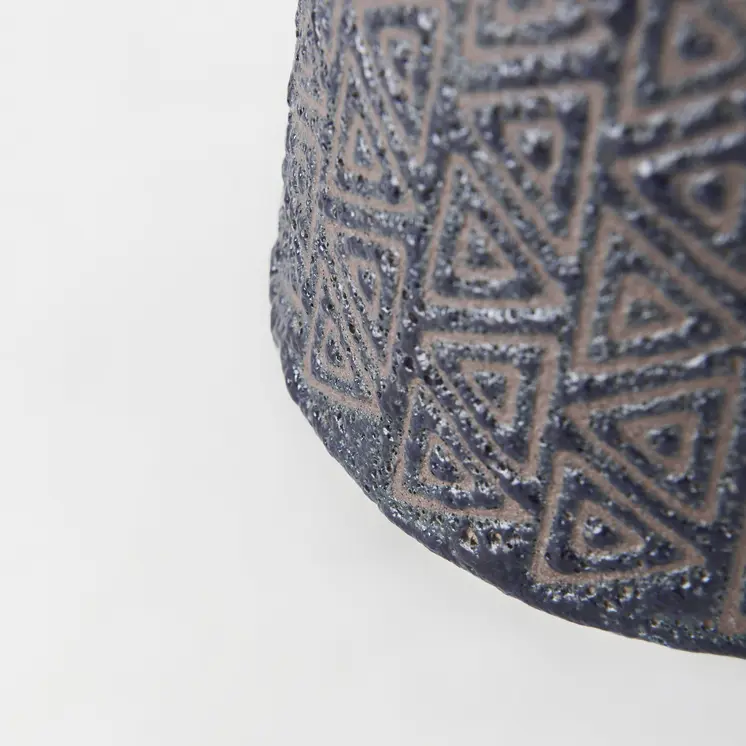 11" Brown and Blue Tribal Ceramic Vase