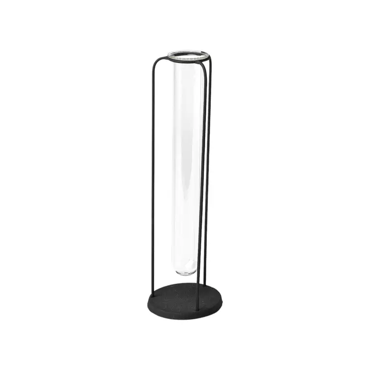Set of Three Black Abstract Cylinder Metal Table Vase