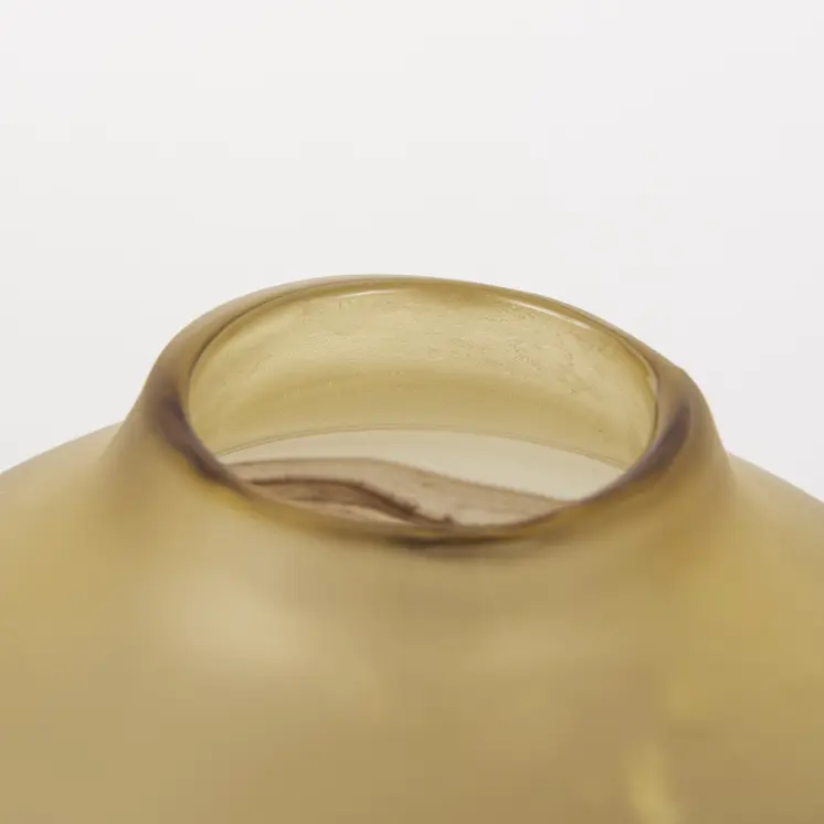 8" Yellow Abstract Cylinder Crystal Glass Table Vase