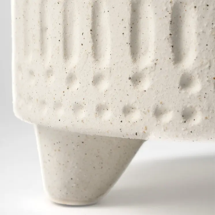7" White Abstract Cylinder Ceramic Table Vase
