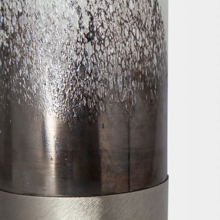 13" White Abstract Cylinder Crystal Glass Table Vase