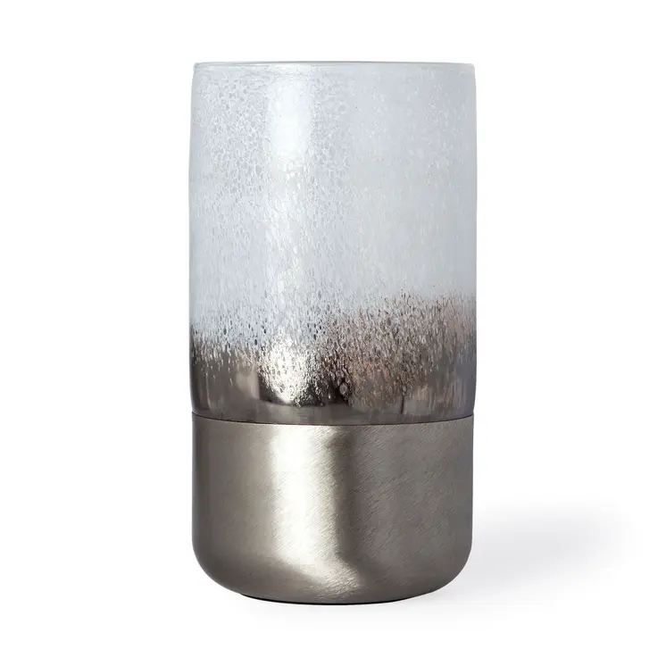 12" White Abstract Cylinder Crystal Glass Table Vase