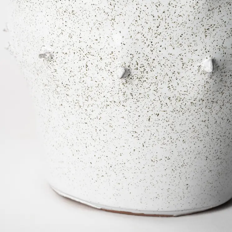 11" White Abstract Cylinder Ceramic Table Vase