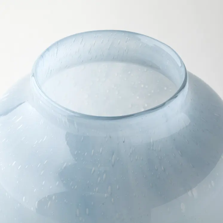 13" Blue And Gray Abstract Cylinder Crystal Glass Table Vase