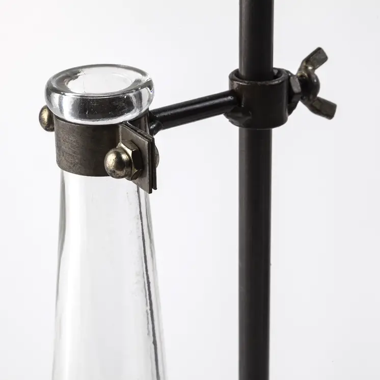 Set of Two Dark Brown Abstract Cylinder Metal Table Vase