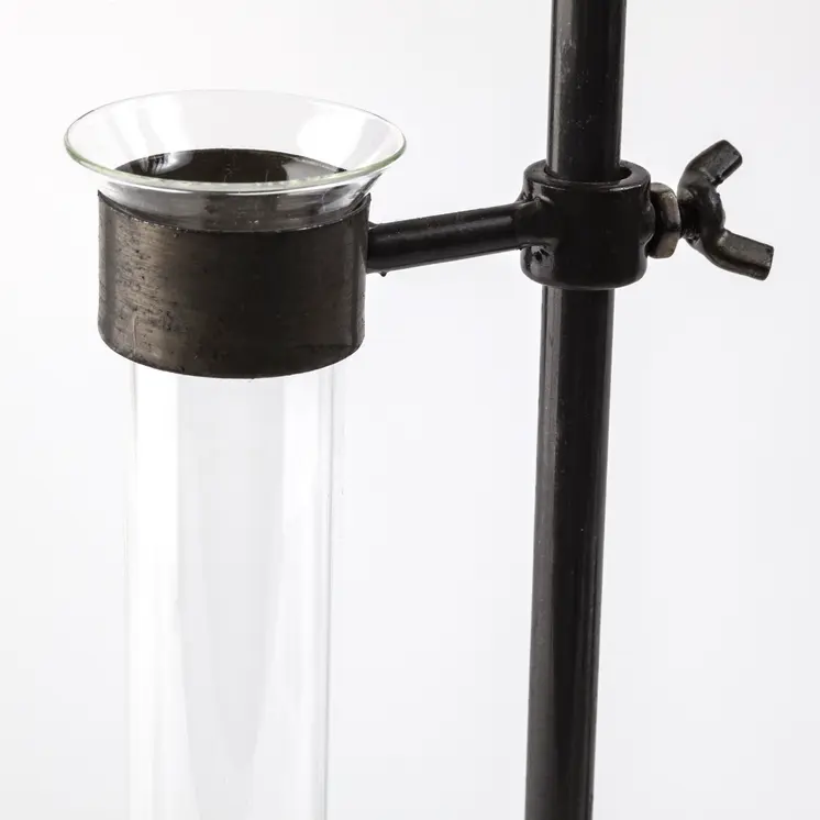 Set of Two Dark Brown Abstract Cylinder Metal Table Vase