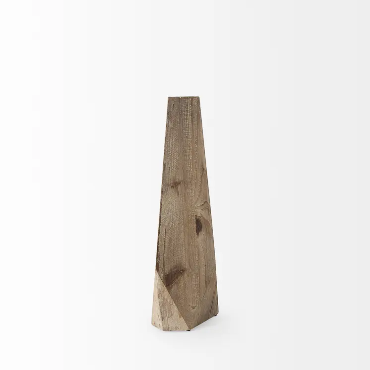 15" Natural Abstract Cylinder Solid Wood Table Vase