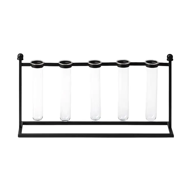 10" Black Abstract Cylinder Metal Table Vase