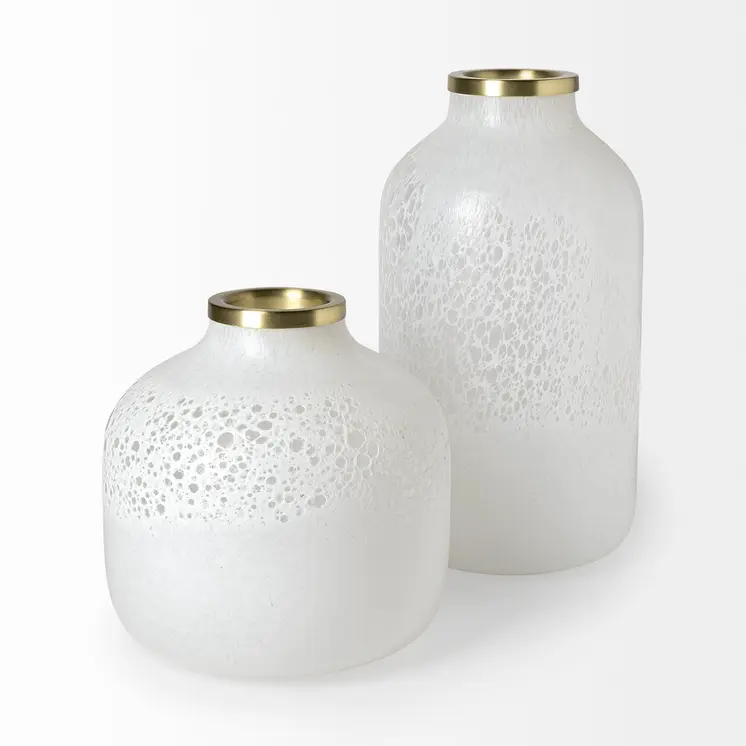 8" White Abstract Cylinder Crystal Glass Table Vase