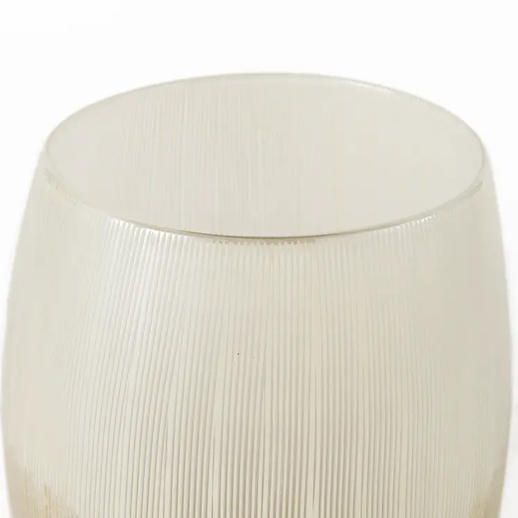 9" Cream Abstract Cylinder Crystal Glass Table Vase