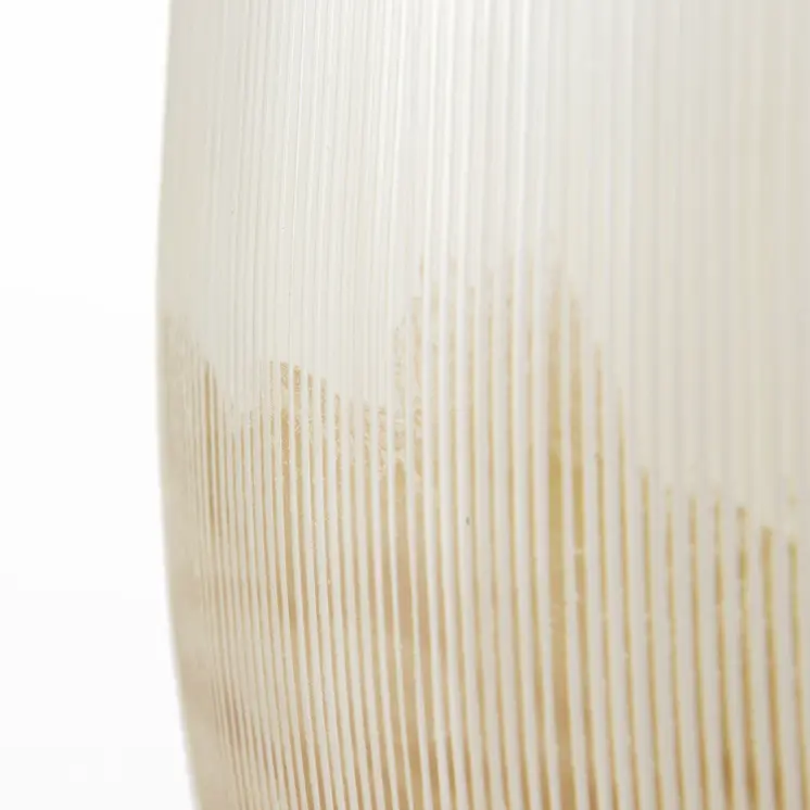 9" Cream Abstract Cylinder Crystal Glass Table Vase