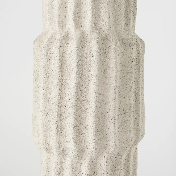 23" Cream Abstract Cylinder Ceramic Table Vase