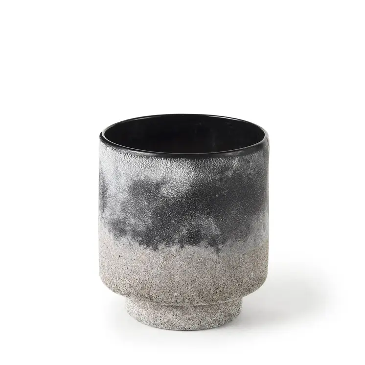 6" Brown And Black Abstract Cylinder Ceramic Table Vase