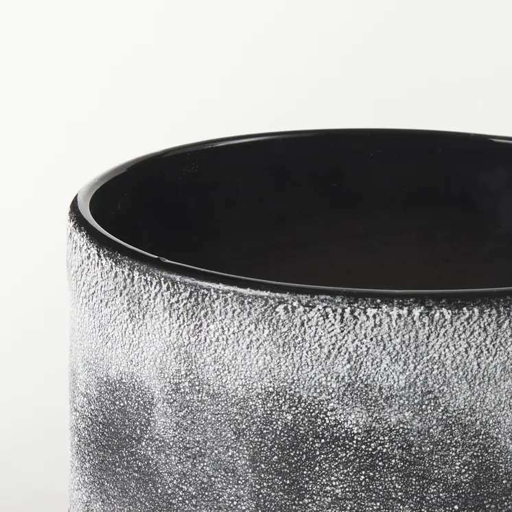 6" Brown And Black Abstract Cylinder Ceramic Table Vase