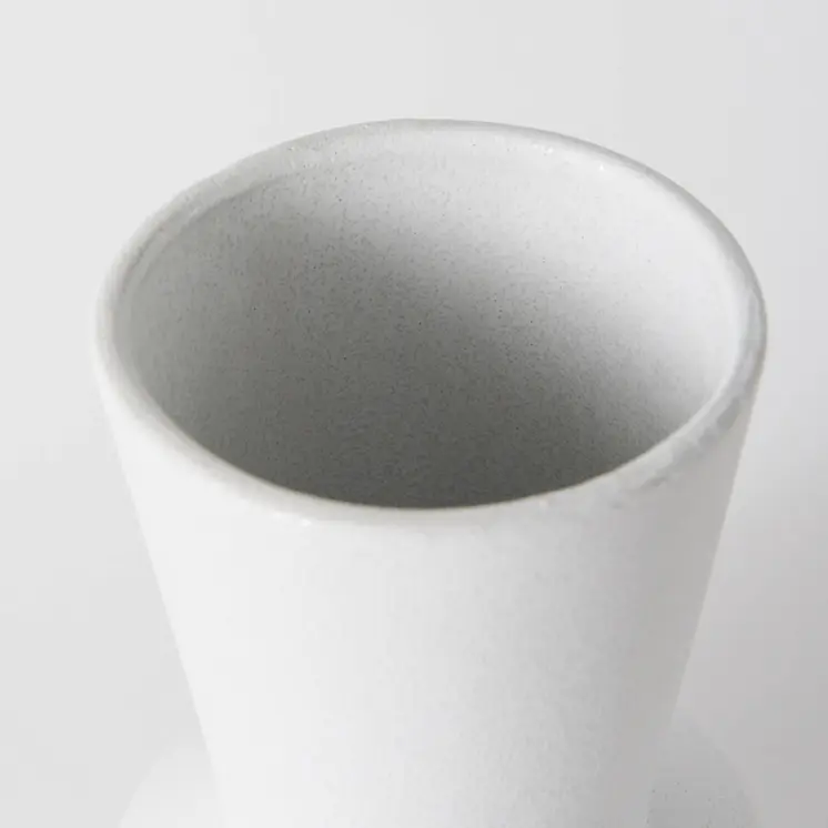 9" White Abstract Cylinder Ceramic Table Vase