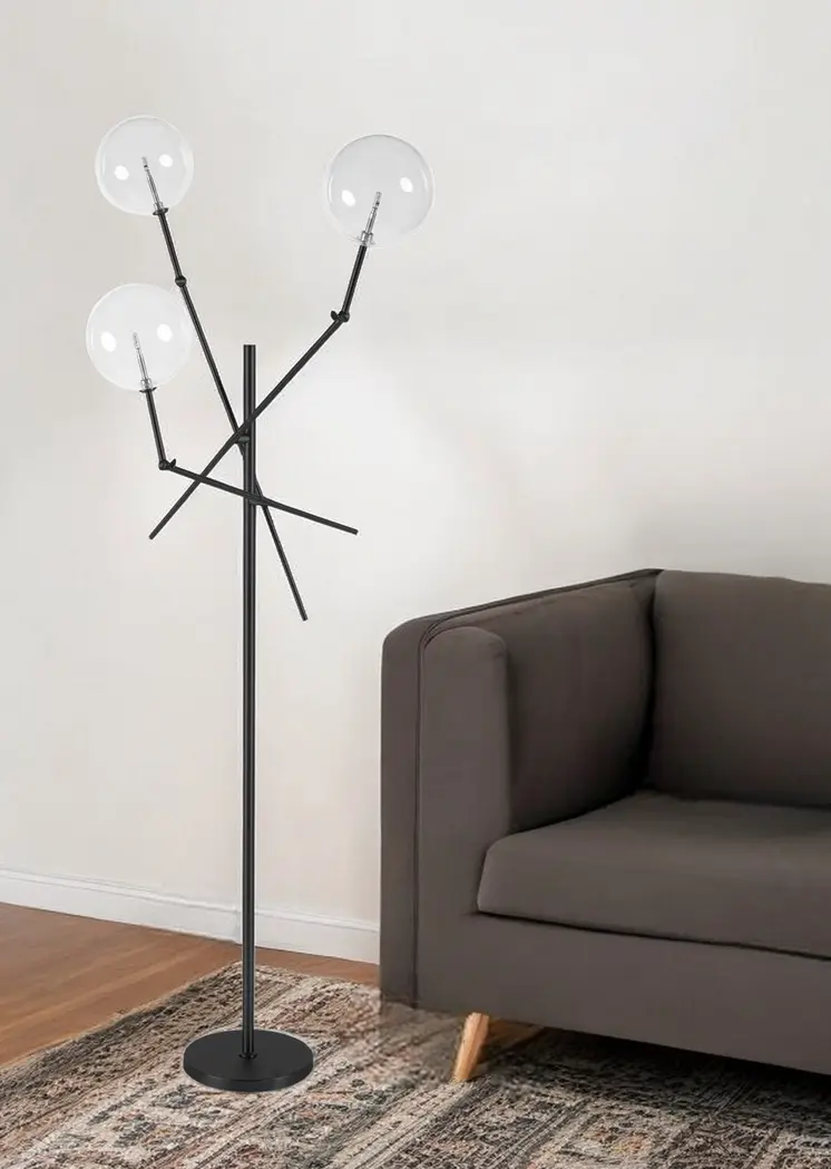 84" Black LED Floor Lamp With White