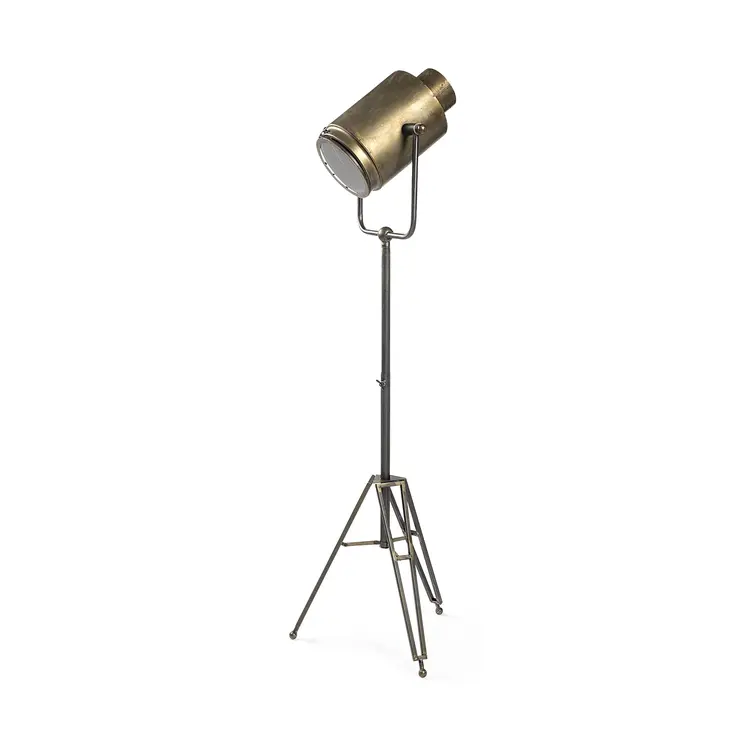 61" Gold LED Floor Lamp With Gold Metal Shade