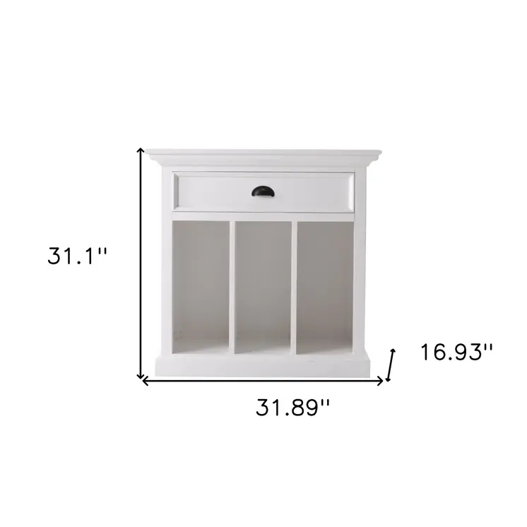 31" White Solid and Manufactured Wood Nightstand