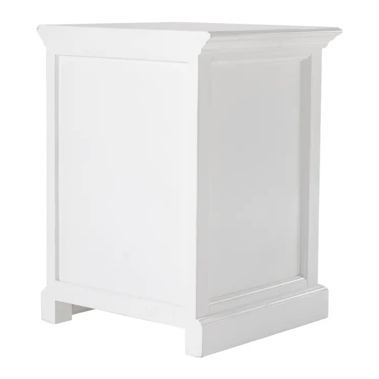 24" White Solid Wood Distressed One Drawer Nightstand