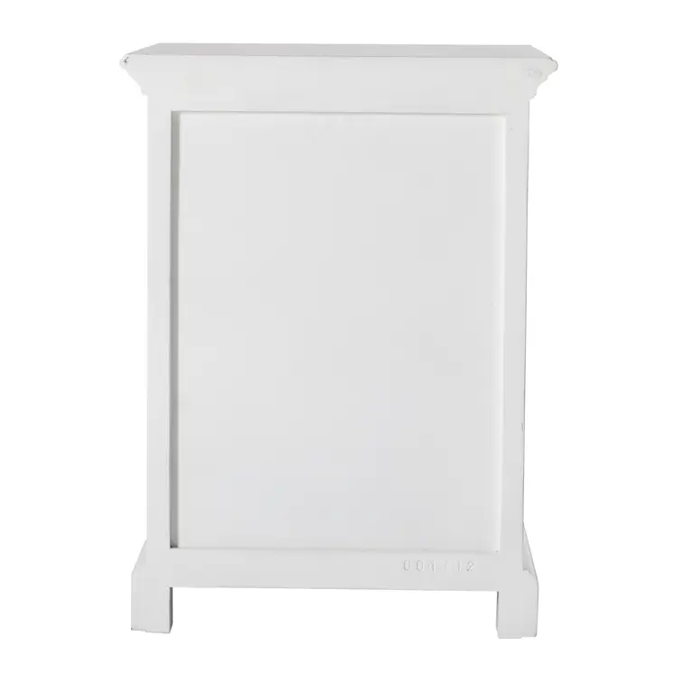 24" White Solid Wood Distressed One Drawer Nightstand