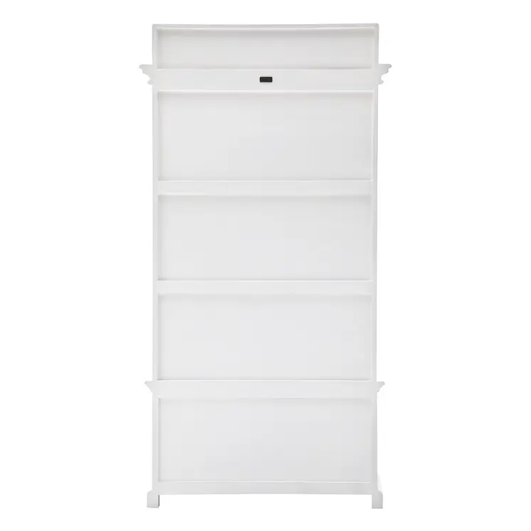 Classic White Hall Tree Coat Rack with Drawers