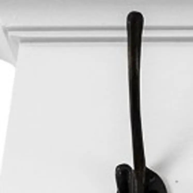 51" White Solid Wood Eight Hook Wall Mount Coat Rack