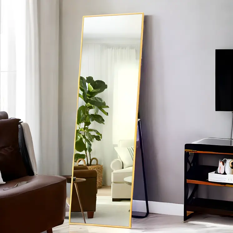 51" Gold Metal Framed Freestanding Standing Mirror