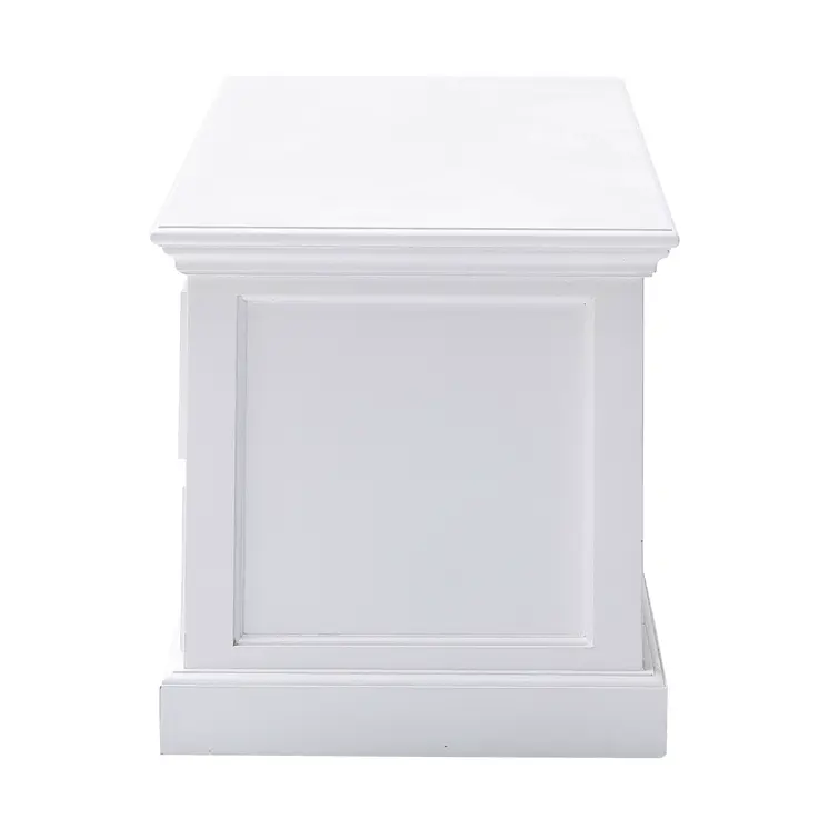 71" White Solid Wood Enclosed and Open Storage TV Stand