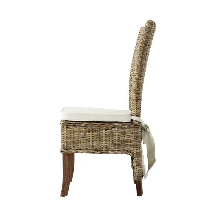 Set of Two Cream and Natural Dining Parsons Chairs