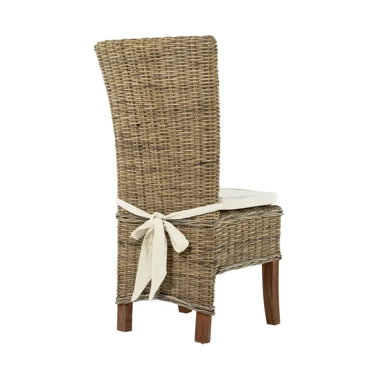 Set of Two Cream and Natural Dining Parsons Chairs