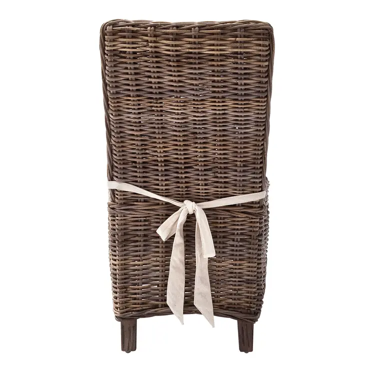Set of Two Cream And Brown Rattan Dining Parsons Chairs