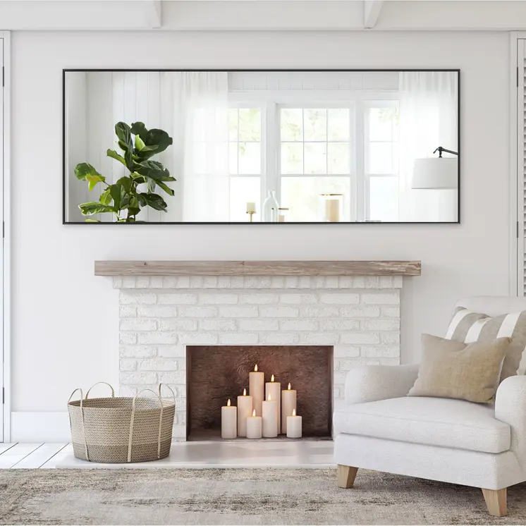 71" Black Metal Freestanding and Wall Mount Accent Mirror