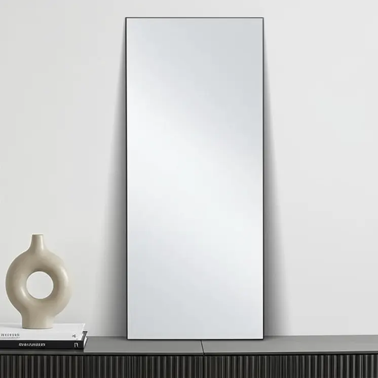 71" Black Metal Freestanding and Wall Mount Accent Mirror