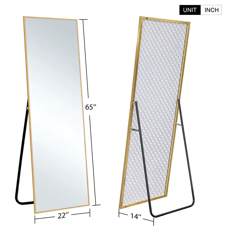 64" Sleek Gold Frame Full Length Mirror