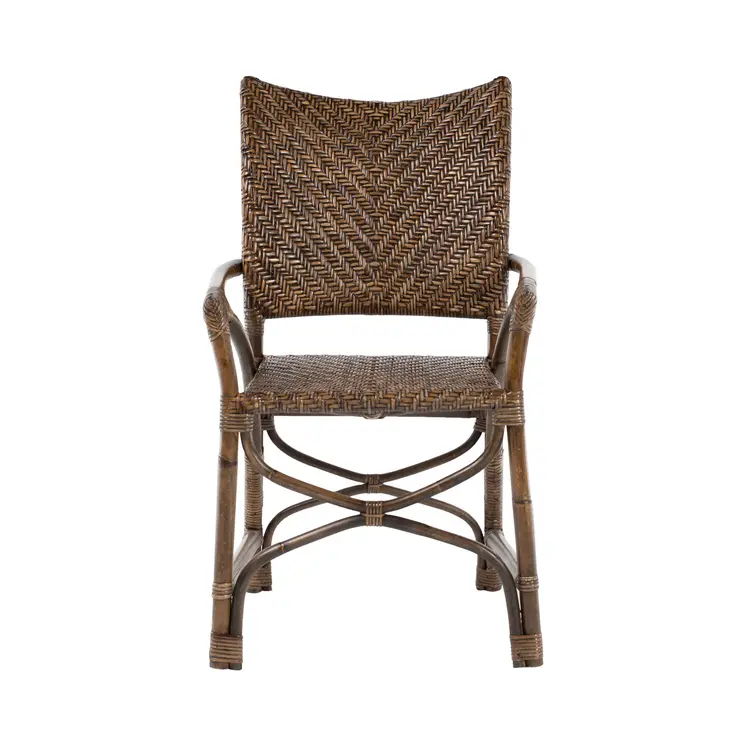 Set of Two Brown Open Back Dining Arm Chairs