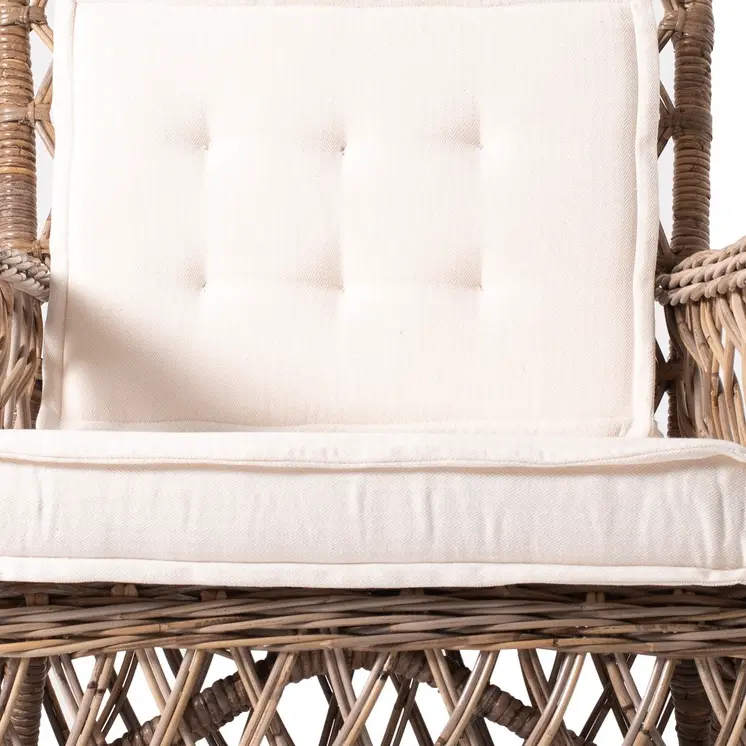 Set of Two Cream and Natural Cross Back Dining Arm Chairs