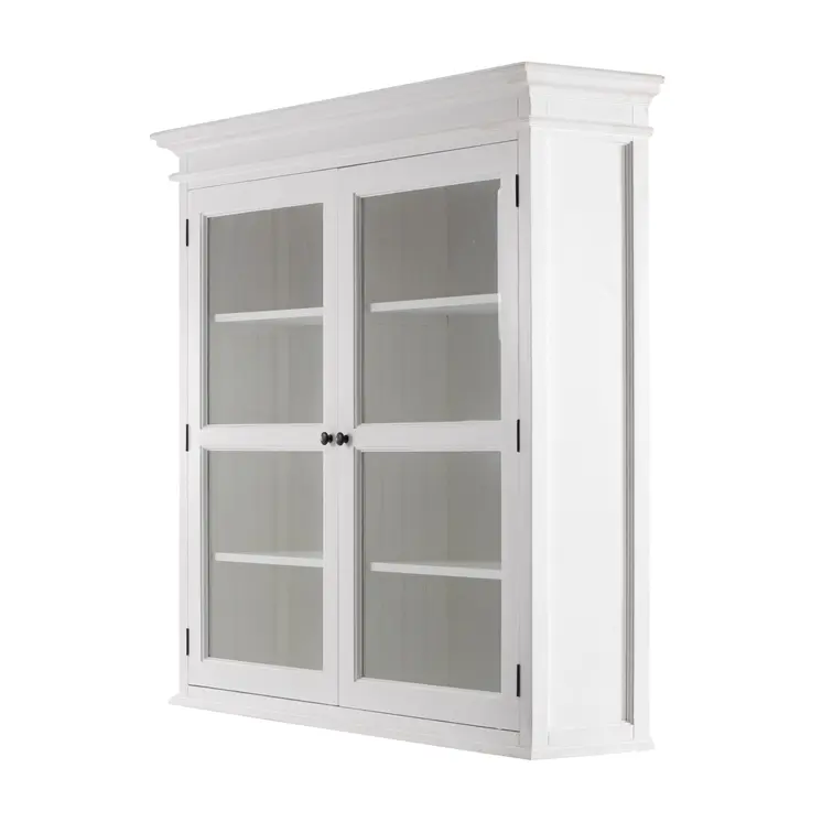 57" White Solid Wood Frame Dining Hutch With Twelve Shelves And Two Drawers