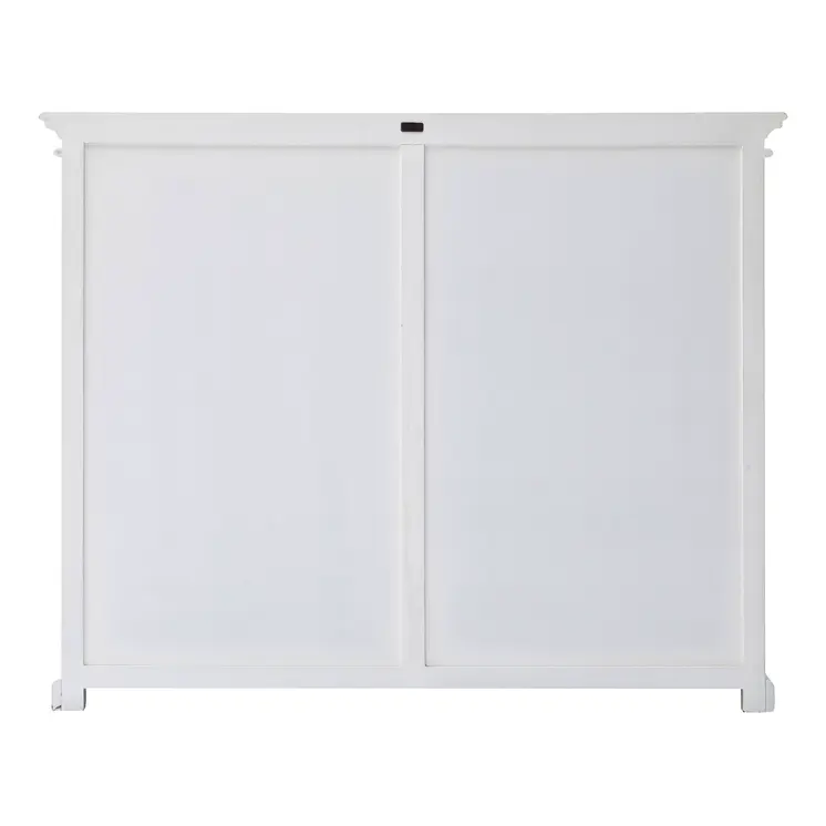 52" White Wood and Glass Two Level Storage Cabinet