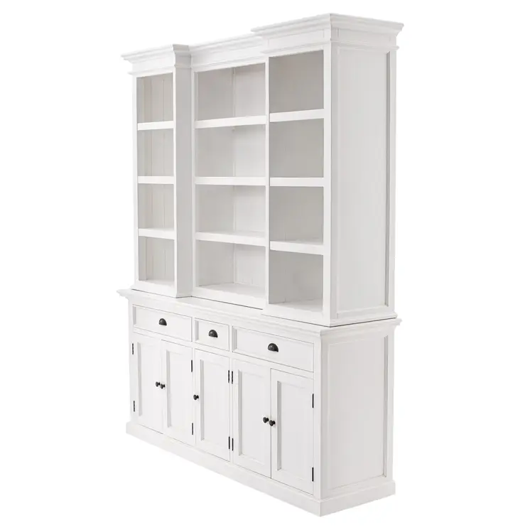 71" White Dining Hutch With Twelve Shelves And Three Drawers