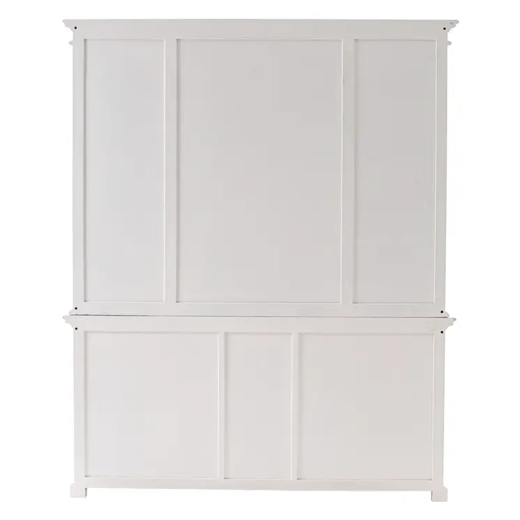 71" White Dining Hutch With Twelve Shelves And Three Drawers
