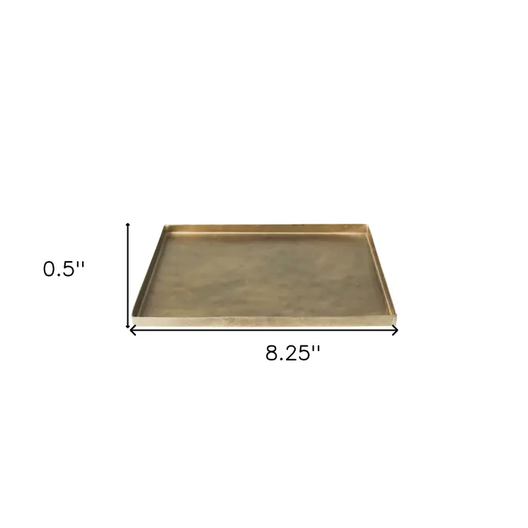 8" Gold Metal Handmade Serving Tray
